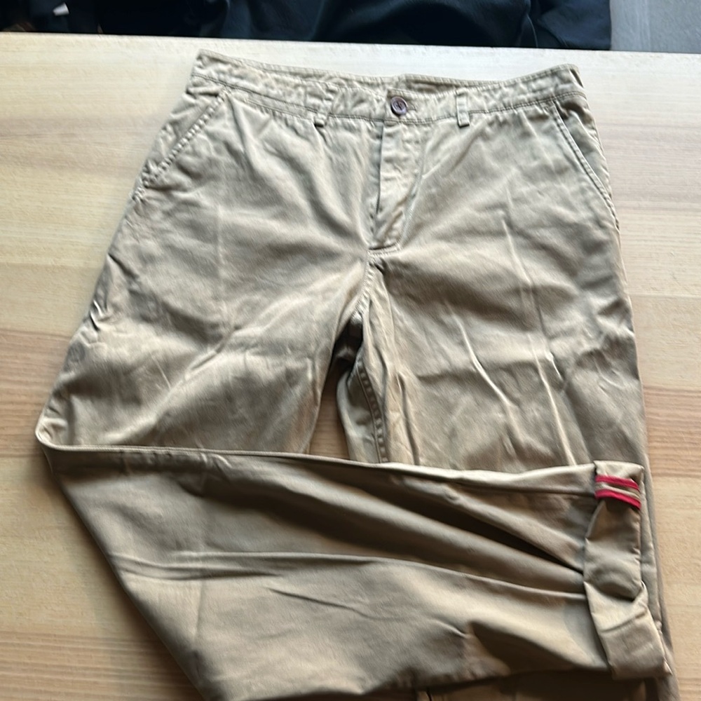 Fred Perry pants in Tan with Red cuff detail size 30x31